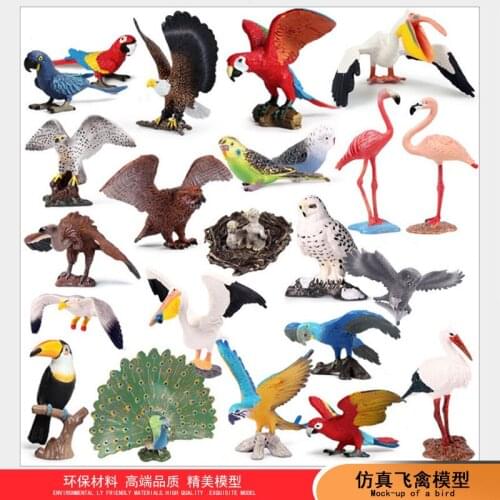 New Simulation Solid Parrot Eagle Flamingo Peacock Model Toy Blind Box Accessories Science and Education Model Cross-Border