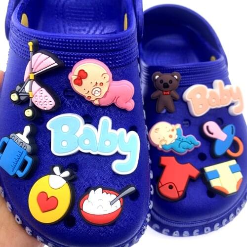 New Arrival Cartoon 1PCS Baby Series Shoes Charms Bear BB Girls Icon Buckles Accessories Fit Wristband Hole Graden Shoe