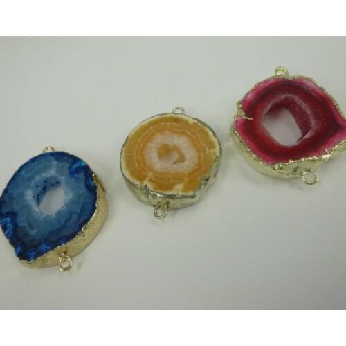 3pcs Wholesale Women Geode Druzy Pendants Lovely Dyed Multi Colors Geode Stone Drusy Pendant With Plated Edged Quartz Druzy