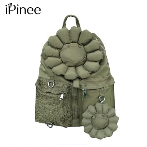 IPinee Oxford Backpack For Women 2020 Large Capacity Luxury Designer Schoolbag With Sun Flower High Quality Casual Travel Bag