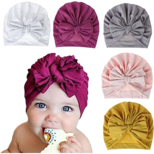Baby Turban Toddler Spring Bow Hat Kids Girl Lovely Cotton Cap Candy Color Newborn Photography Props accessories Soft hat
