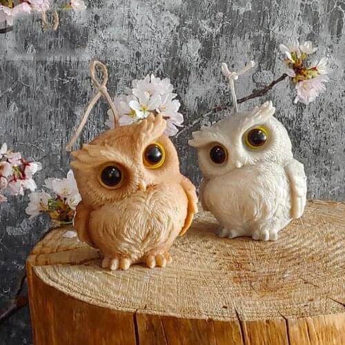 Big Owl Shape Aromatherapy Candle Silicone Molds 3D Animals Handmade Wax Candle Mold Plaster Crafts Decoration Tool