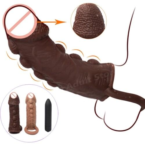 Silicone Penis Extender Thicken Condom Dildo Enhancer Reusable Male Delayed Ejaculation Penis Sleeve Cock Rings Sex Shop Toys