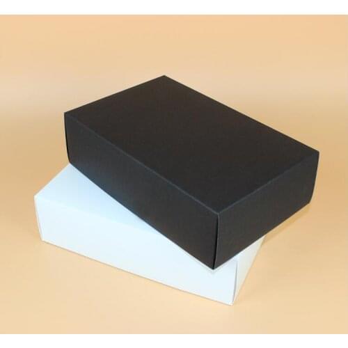 28*18*8cm Super big White/black Corrugated thick black Paper Box with Lid Gift Kraft Paper Box t shirt packaging box large