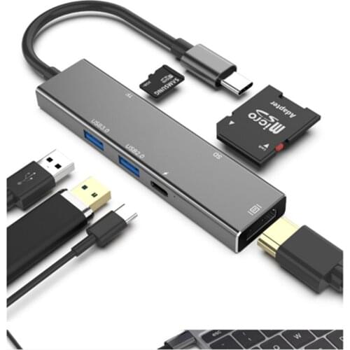 USB 3.0 6-in-1 type-c USB C for MacBook pro to HDMI TF SD card reader HUB docking station 4K for MacBook Pro / Air 2018/2019