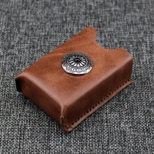 Cowhide Cigarette Case Pocket Retro Leather Handmand Wallet Decoration Storage Bag Men Smoking Tools 20 Pcs