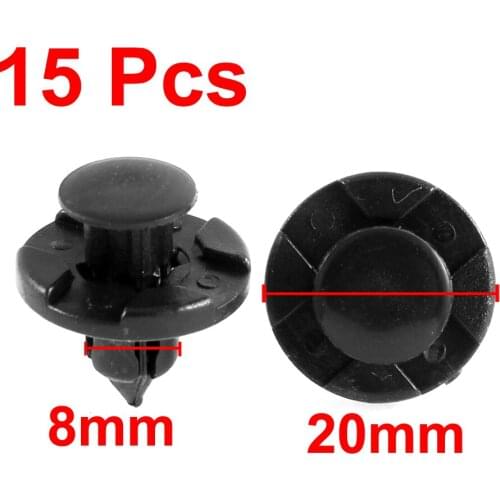 X Autohaux 15 Pcs Radiator Cap 8Mm Hole Plastic Rivets Push Clips Black For Car