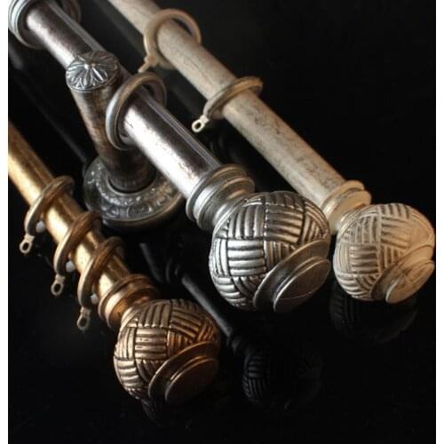 French style curtain rods golden old art rods 30 mm diameter single and double rods retro beige curtain rods