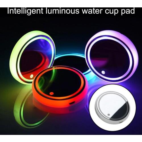 1pcs Led Car Cup Badge Lights Luminous Coaster Drinks Holders For Volkswagen Audi Mercedes Benz Mazda Amg Hyundai Renault