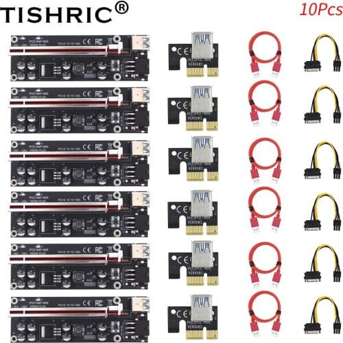 TISHRIC 10Pcs VER009S Plus Riser Card PCI 1X To 16X Extender Riser New PCI-E Adapter External Graphics Card For GPU Miner Mining