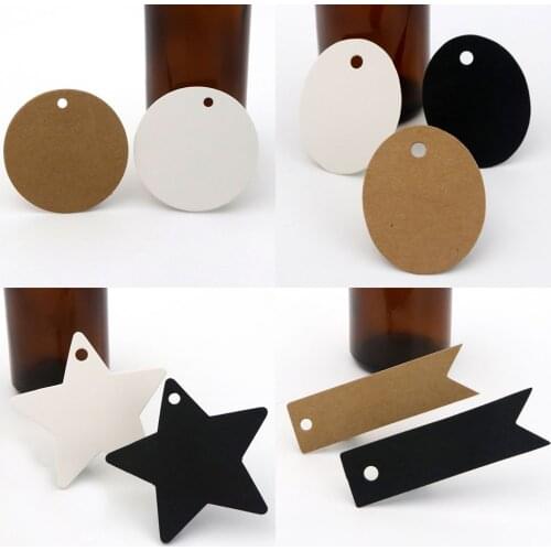 100PCS Star Bow Round Black White Kraft Paper Price Tags Display Jewelry Thank You Gift Card For Cloth Jewelry Wholesale Supply