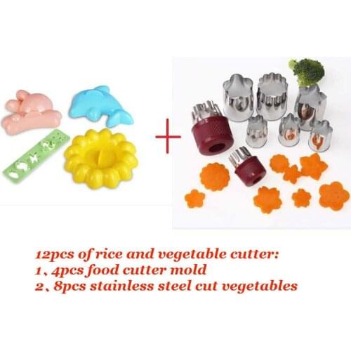 12PCS of rice and vegetable roll die PATTERN JAPANESE KAWAII STYLE BREAD CHEESE MEAT FOODFORM MAKER FOR KIDS BENTO LUNCH BOX