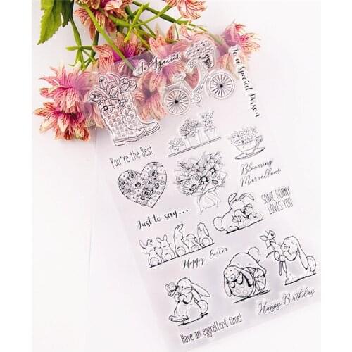 12x20cm Naughty rabbit Transparent Silicone Rubber Clear Stamps cartoon Scrapbooking/DIY Easter Childrens toys album