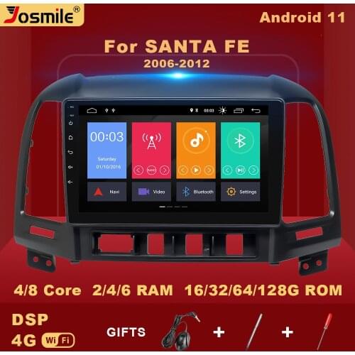 2 din Android 11 Car Radio Multimedia Player For Hyundai Santa Fe 2 2006-2012 Navigation Stereo no dvd V1 AI Voice Control DSP