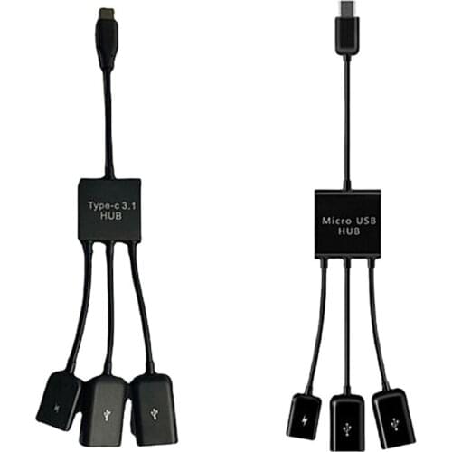 2pcs 3 In1 Type C Micro OTG USB Port Game Mouse Keyboard Adapter Cable For Samsung Huawei Android Tablet Converters Phone Acc