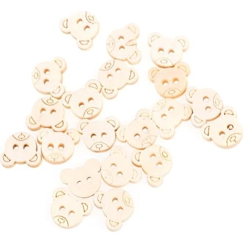 20/40pcs Wood Sewing Button Scrapbooking Little Bear Two Holes