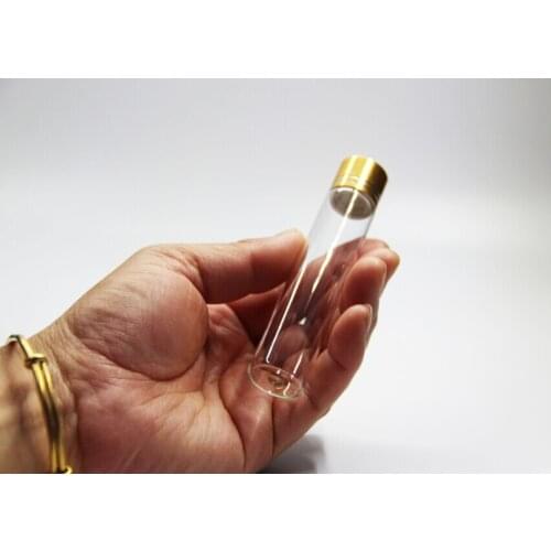 200pcs 22*100mm 25ml Glass Storage Bottles Jars with Gold Screw Cover Wedding Decor Gift Bottles Jar Container Liquid Spices Jar