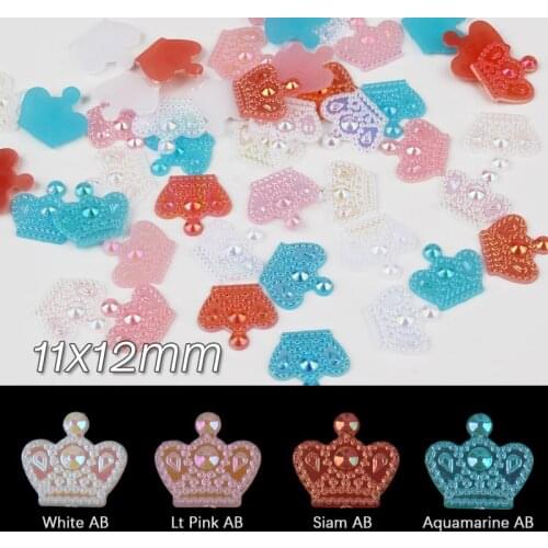 30Pcs Resin Glitter AB Nail Art Decorations Crown shape 11x12mm Flatback Charm DIY Polish Manicure Nails Art Accessories