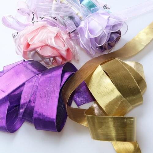 5 yard 2.7cm golden and Purple Ribbon Wedding Gift cake decorated with Christmas ribbon DIY Handmade
