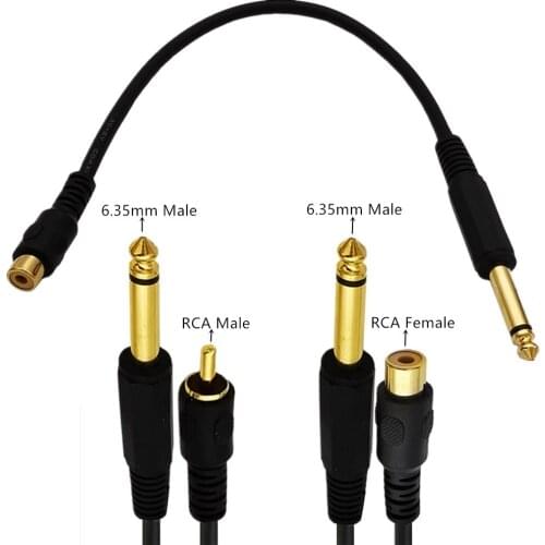 6.35mm 1/4inch Male Mono Plug to RCA Female Audio cable - 6.35mm Mono Male to RCA Female & Male Coaxial cable