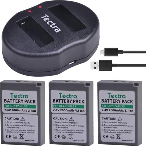 3pc 2000mAh PS-BLS5 BLS-5 BLS 5 BLS-50 BLS 50 Li-ion Battery+USB Dual Charger for Olympus PEN E-PL2,E-PL5,E-PL6,E-PL7