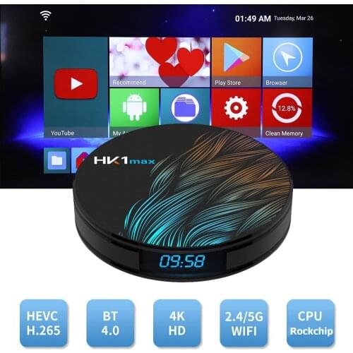 Android 9.0 Smart TV BOX HK1 MAX RK3318 DDR3 4G 64G TV Receiver 4K 2.4G/5G Dual Wifi BT 4.0 Media Player Play Store Set Top Box