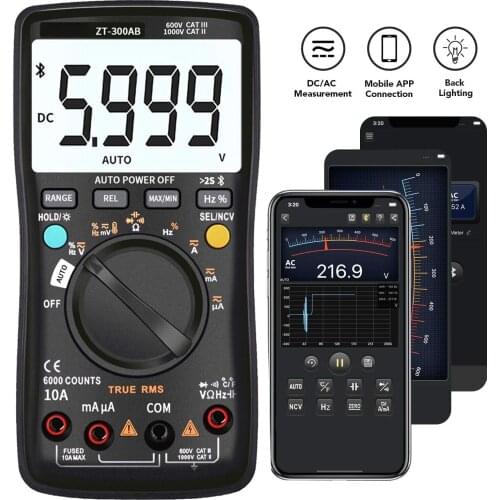 Wireless Digital Multimeter True RMS Manual/Auto Ranging 6000 Counts DMM Capacitance Temperature Cycle Voltage Tester