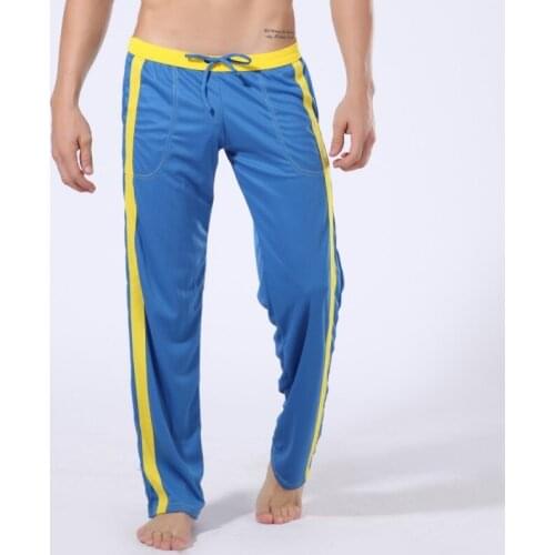 Spring autumn men sweatpants drawstring stripe printed wide leg sport pant jogger casual running fitness workout pant sportswear