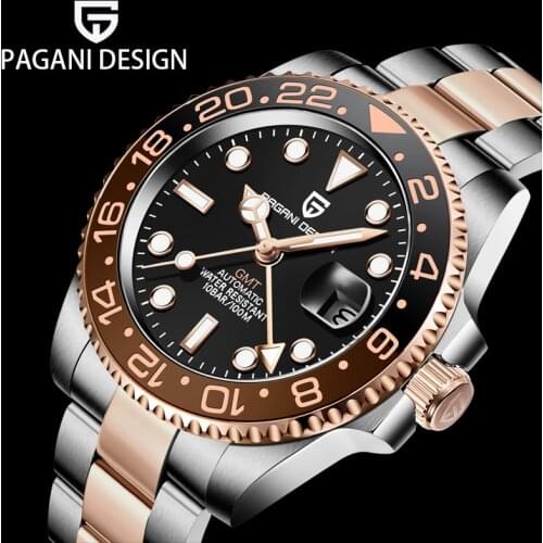 Watch Men PAGANI DESIGN GMT fashion mens mechanical watch Montre Homme 100M waterproof automatic watch 40MM Relogio Masculino