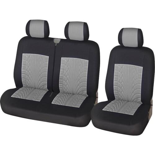 1+2 Car Seat Cover Polyester Fiber Tire Creasing Style Suitable For Auto Van Trunk Red Blue Gray Color