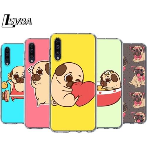 Cute pug cartoon dog For Samsung Galaxy A90 A80 A70 A60 A50 A40 A30 A32 A52 A72 A02S A2 A20S A20E A10S A10E A10 Phone Case