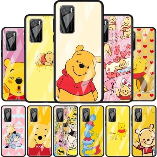 Winnie The Pooh Tempered Glass Cover For P40 P30 P20 P10 P Smart Z Pro Plus Lite 2019 2020 2021 Phone Case Coque
