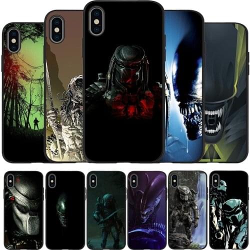 Alien Predator black Silicone Phone Case For iPhone 12 XR XS Max 5 5S SE 2020 6 6S PLUS 7 8 X 11Pro Max 11 Cover