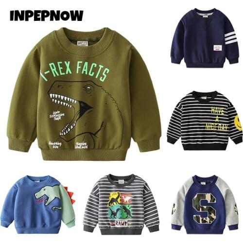 INPEPNOW Children Clothes Autumn Winter Long Sleeve Baby Boys Girls Cartoon Warm Dinosaur Hoodie Casual Sweatershirt Outwear WY1