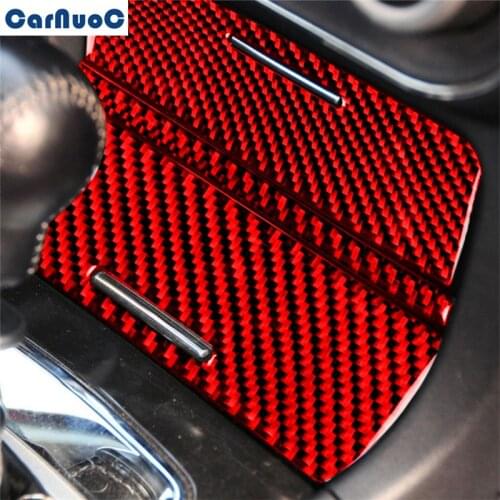 For Mitsubishi Lancer 2010-2015 Car Center Console Storage Box Panel Red Trim Cover Carbon Fiber Sticker Styling Accessories