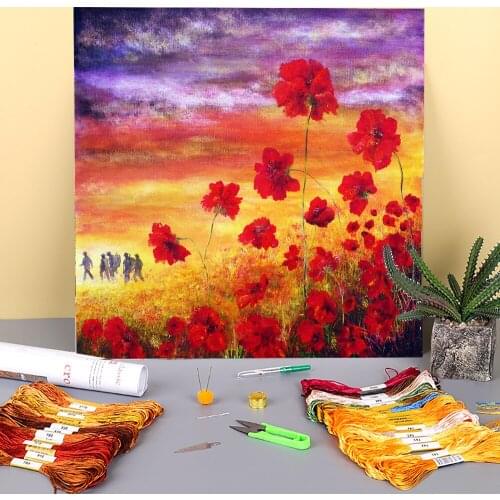 Natural Scenery Memorial Day Printed 11CT Cross Stitch DIY Embroidery Complete Kit DMC Threads Craft Hobby Wholesale