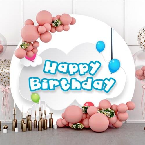 Laeacco Birthday Party Backdrop White Clouds Balloons Kids Newborn Photocall Baby Shower Customized Photography Background