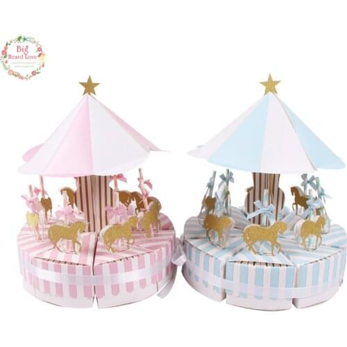 8pcs/set Carousel Paper Gift Box Animal Party Baby Shower Candy Box Birthday Party Decorations Kids Gifts Party Supplies