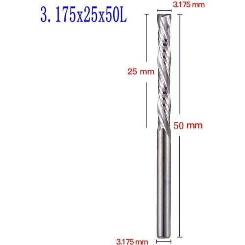 50pc 3.175X25X50L UP&DOWN Cut Two Flutes Spiral Carbide Mill Cutters for CNC Router, Wood End Mill