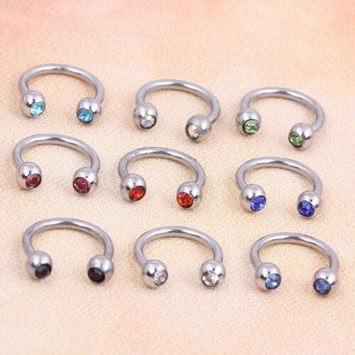 Crystal Surgical Steel Piercing Horseshoe Lip Bar Stud Nose Ear Nipple Ring Hoop Body jewelry Piercing nose