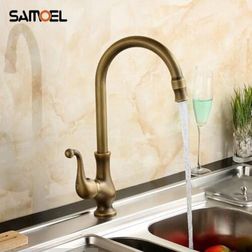 Kitchen Faucets Mixer Taps Antique Brass Finished Hot and Cold Deck Mounted with ceramic torneiras para banheiro crane AF1042