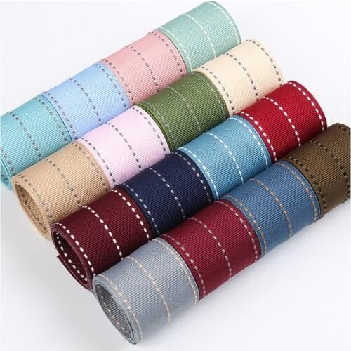 Stitch Stripe Ribbons Dot Line 3 9 25 40mm Grosgrain Material Double Face Hair Bows DIY Crafts Accessories Black White Grey Red