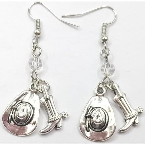 Lovely enamel cowboy hat boot earringsRound bead shoes charms hook earring eardrop jewelry for girl fashion gift