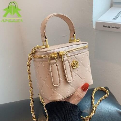 Fashion Chain Woman Small Messenger Bag High Quality PU Shoulder Bag New Luxury Designer Female Solid Color Bucket Mini Handbags