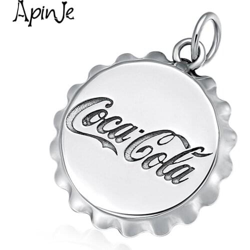 Apinje 925 Sterling Silver Fashion Bottle Cap Necklace Pendant High Quality Jewelry