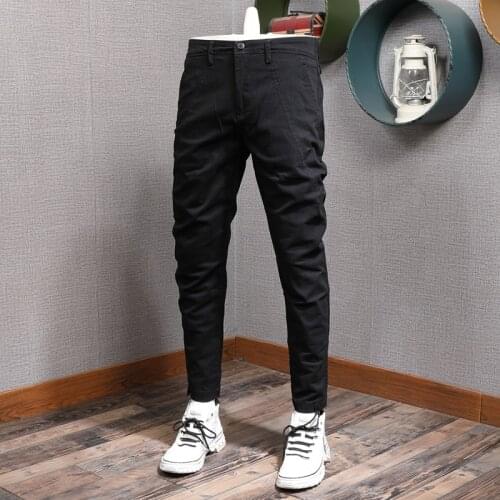 Fashion Black Slim Fit Men Pants Korean Style Men Cotton Stretch Trousers CP921