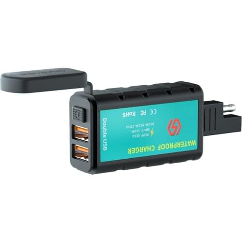 Motorcycle Dual USB Charger SAE to USB Adapter with On/OFF Switch Support QC3.0 PPS DCP FCP SCP AFC MTK PE For iPhone Samsung