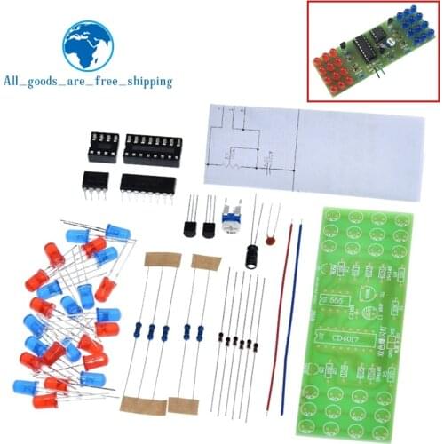 Red Blue Double Color Flashing Lights DIY Kit Strobe NE555 + CD4017 Electronic Practice Learning Kits Suite Parts Gift
