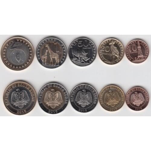 A set of 5 South Sudan coins 2015 edition 100% Authentic Original Coin Collectibles UNC