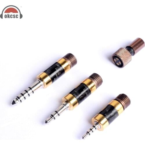 OKCSC The AWESOME Rhodium Plated Plugs Set 4.4mm 3.5mm 2.5mm Balanced Audio 4PIN Female 3 in 1 DIY HIFI Earhone Cable Kits Adapt
